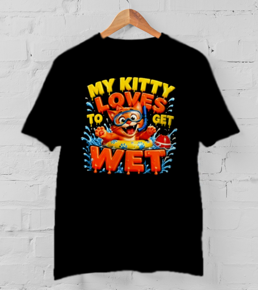 My Kitty Loves To Get Wet Orange Cat Snorkel Swimming Ring T-Shirt