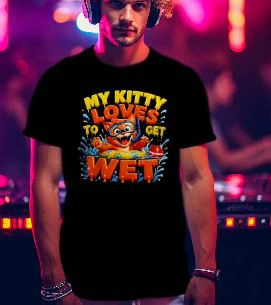 My Kitty Loves To Get Wet Orange Cat Snorkel Swimming Ring T-Shirt