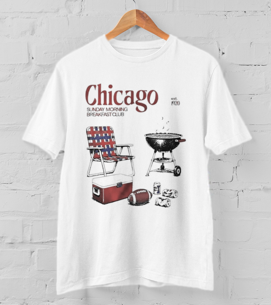 Chicago Sunday Morning Breakfast Club 1920 Charcoal Grill Lawn Chair Cooler T-Shirt