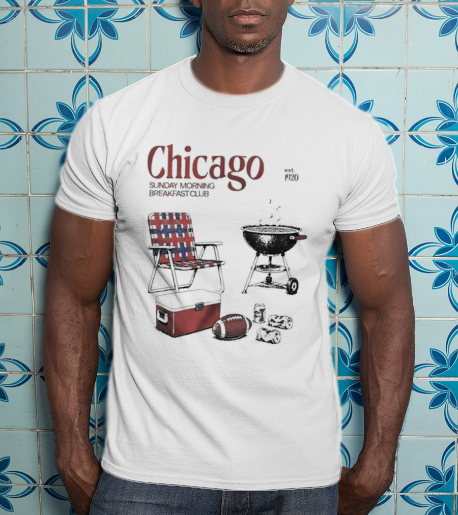 Chicago Sunday Morning Breakfast Club 1920 Charcoal Grill Lawn Chair Cooler T-Shirt