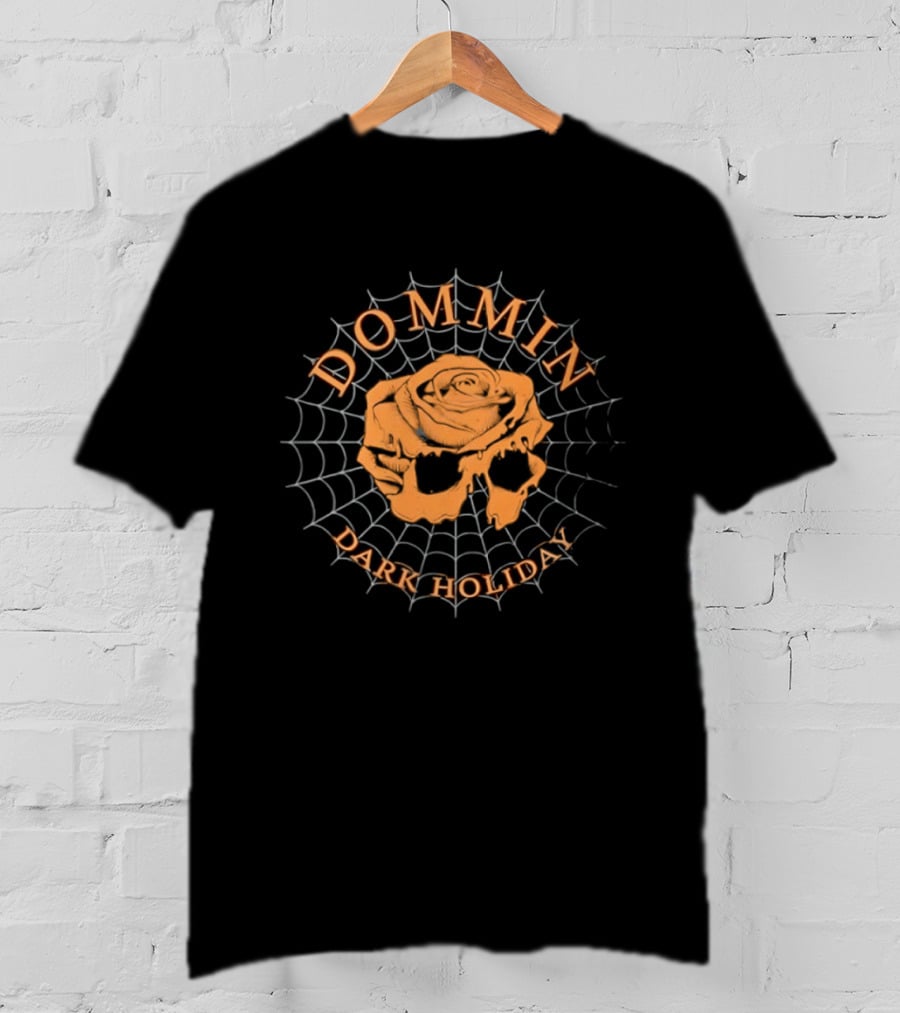 Dommin Dark Holiday Rose Skull Web Gothic Rock T-Shirt