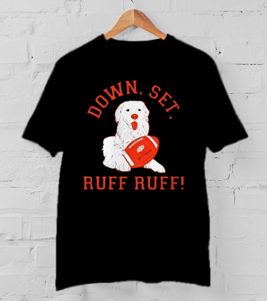 Pet Pride Dog Down Set Ruff Ruff Football T-Shirt