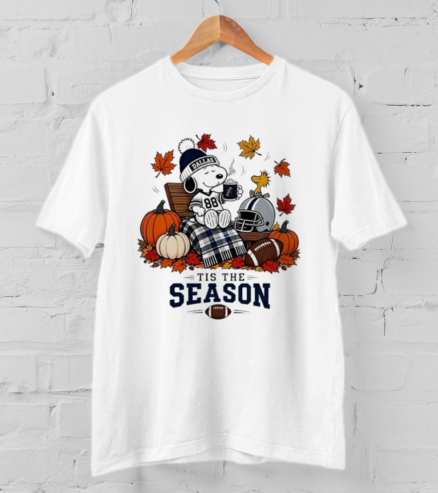Dallas Cowboys Snoopy Woodstock Fall Football 'Tis The Season T-Shirt