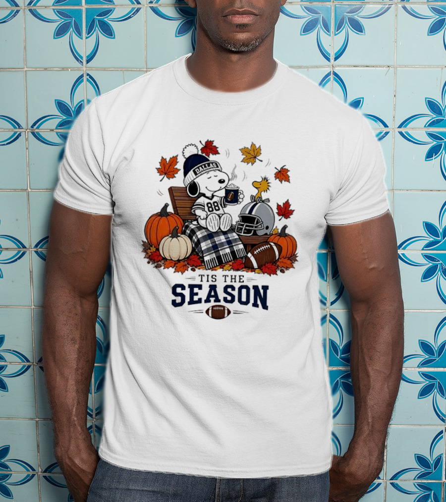 Dallas Cowboys Snoopy Woodstock Fall Football 'Tis The Season T-Shirt