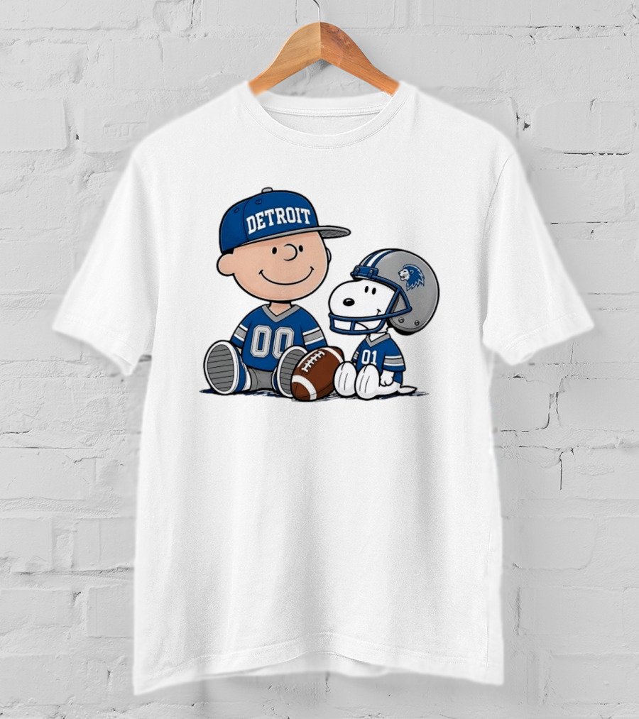 Detroit Lions Charlie Brown Snoopy Fan Jersey 00 01 Football T-Shirt