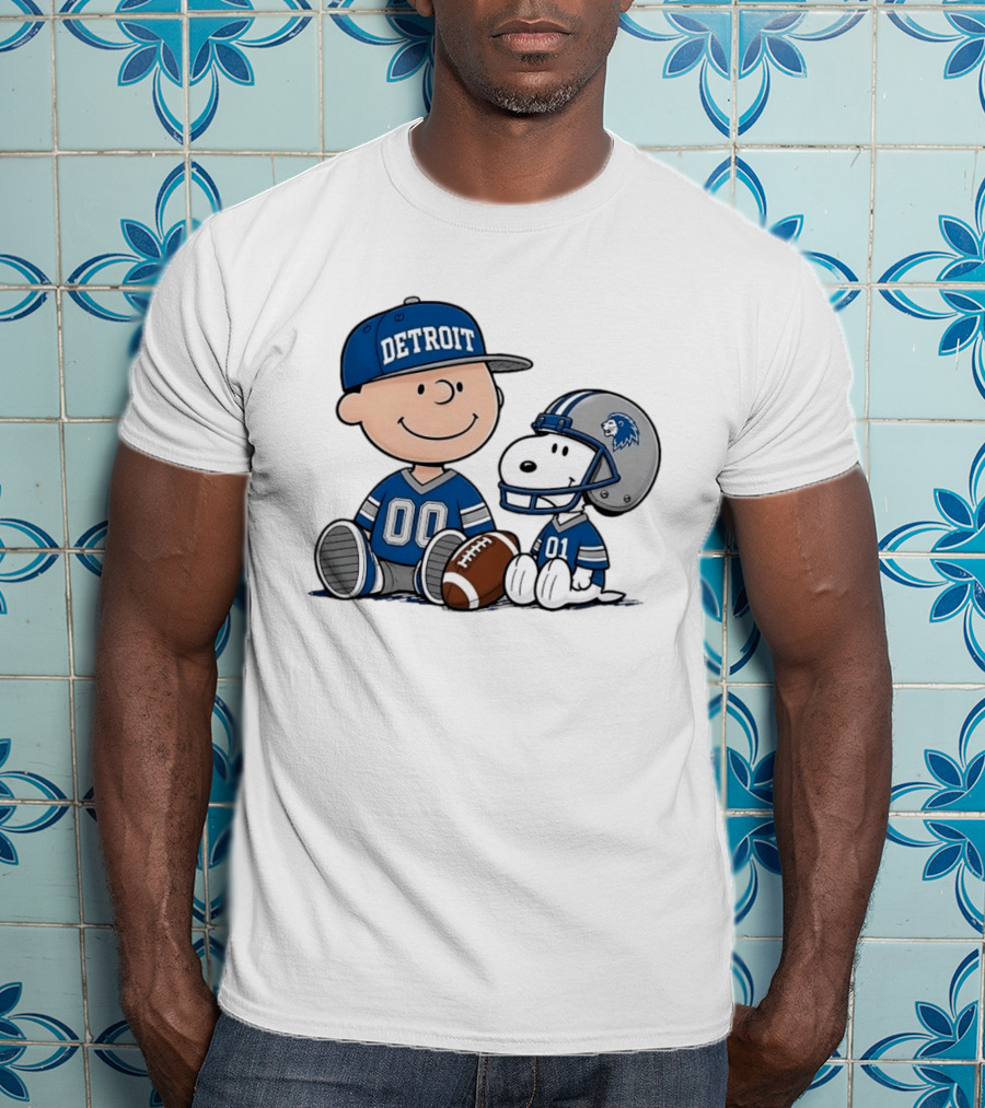 Detroit Lions Charlie Brown Snoopy Fan Jersey 00 01 Football T-Shirt