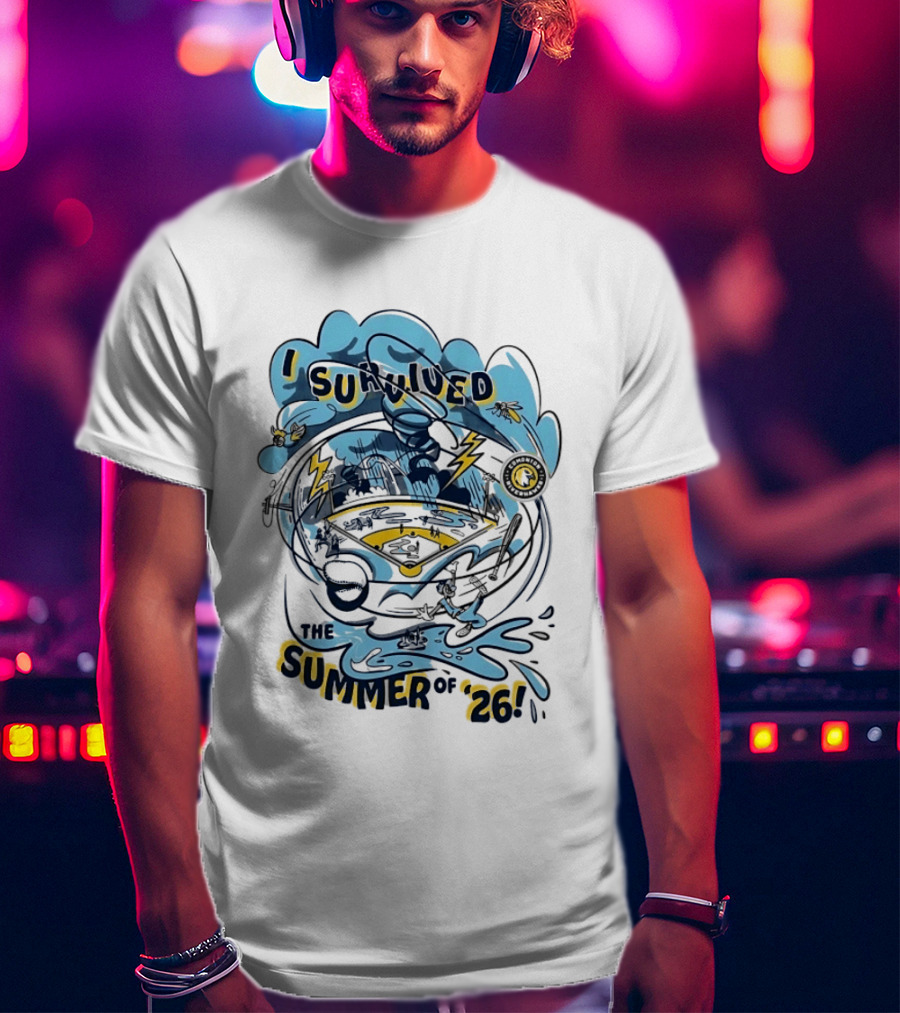 I Survived The Summer Of '26 Edmonton Riverhawks Baseball Lightning Storms T-Shirt