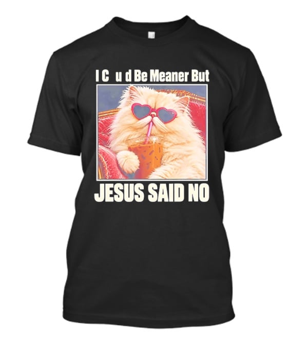 I Could Be Meaner But Jesus Said No Cat Heart Sunglasses T-Shirt
