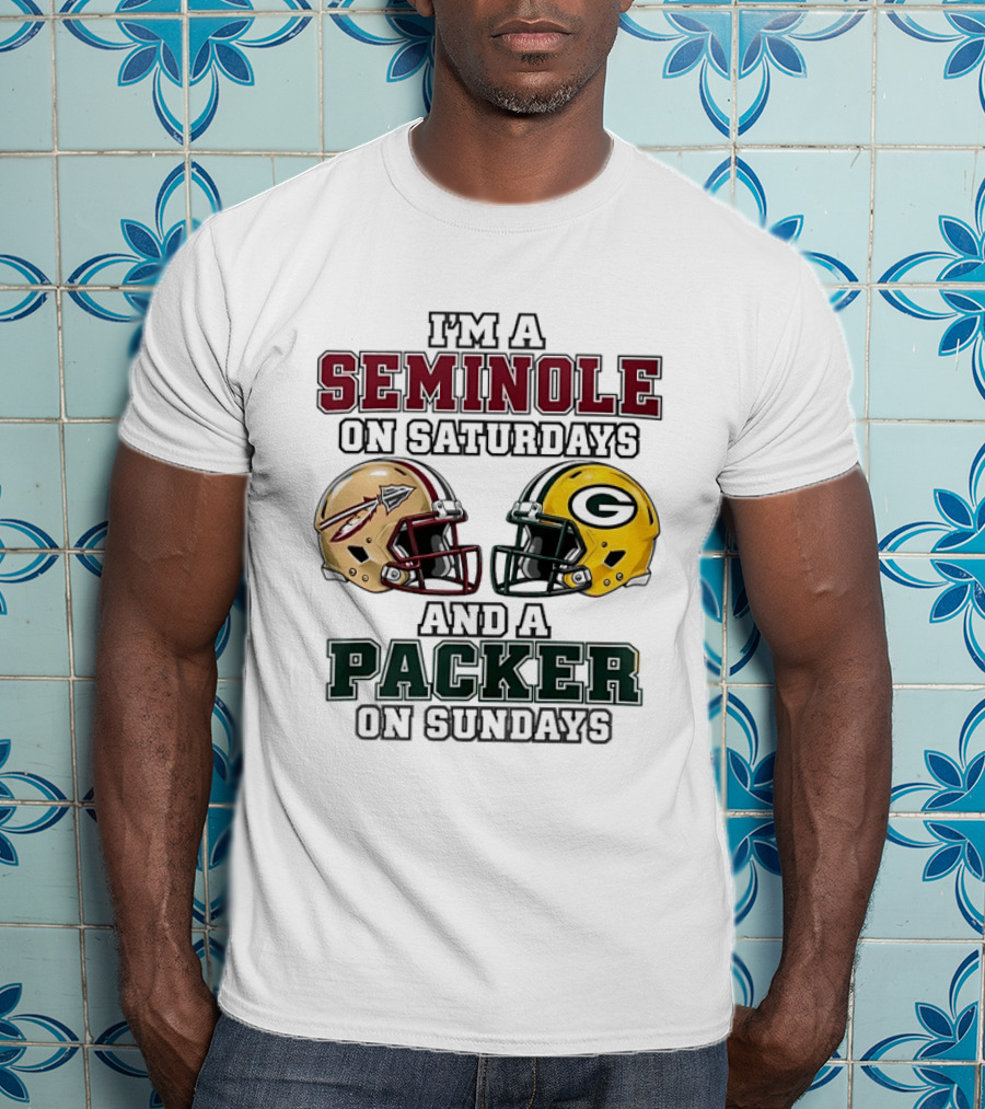 I'm A Seminole On Saturdays And A Packer On Sundays Football Helmets T-Shirt