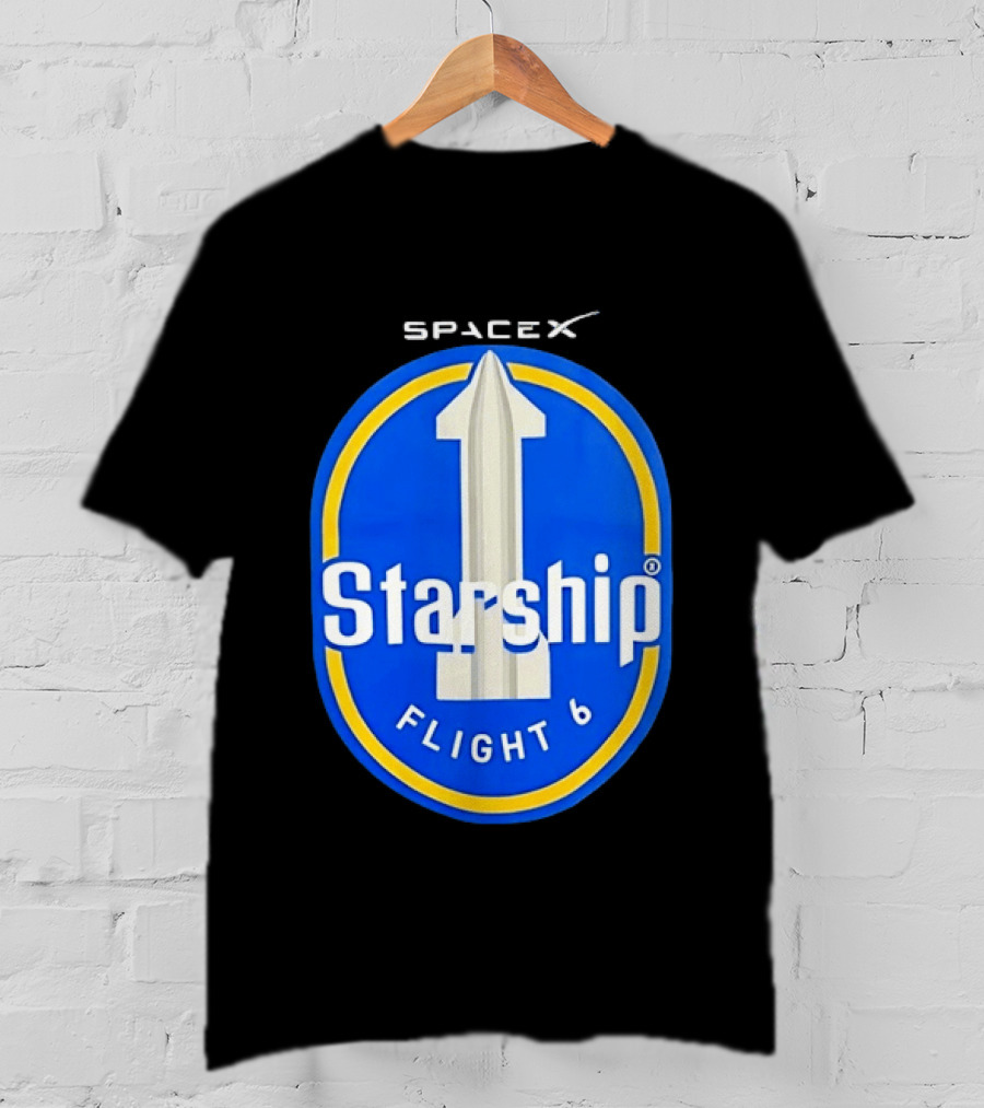 SpaceX Starship Flight 6 Mission Patch Emblem Space Exploration T-Shirt