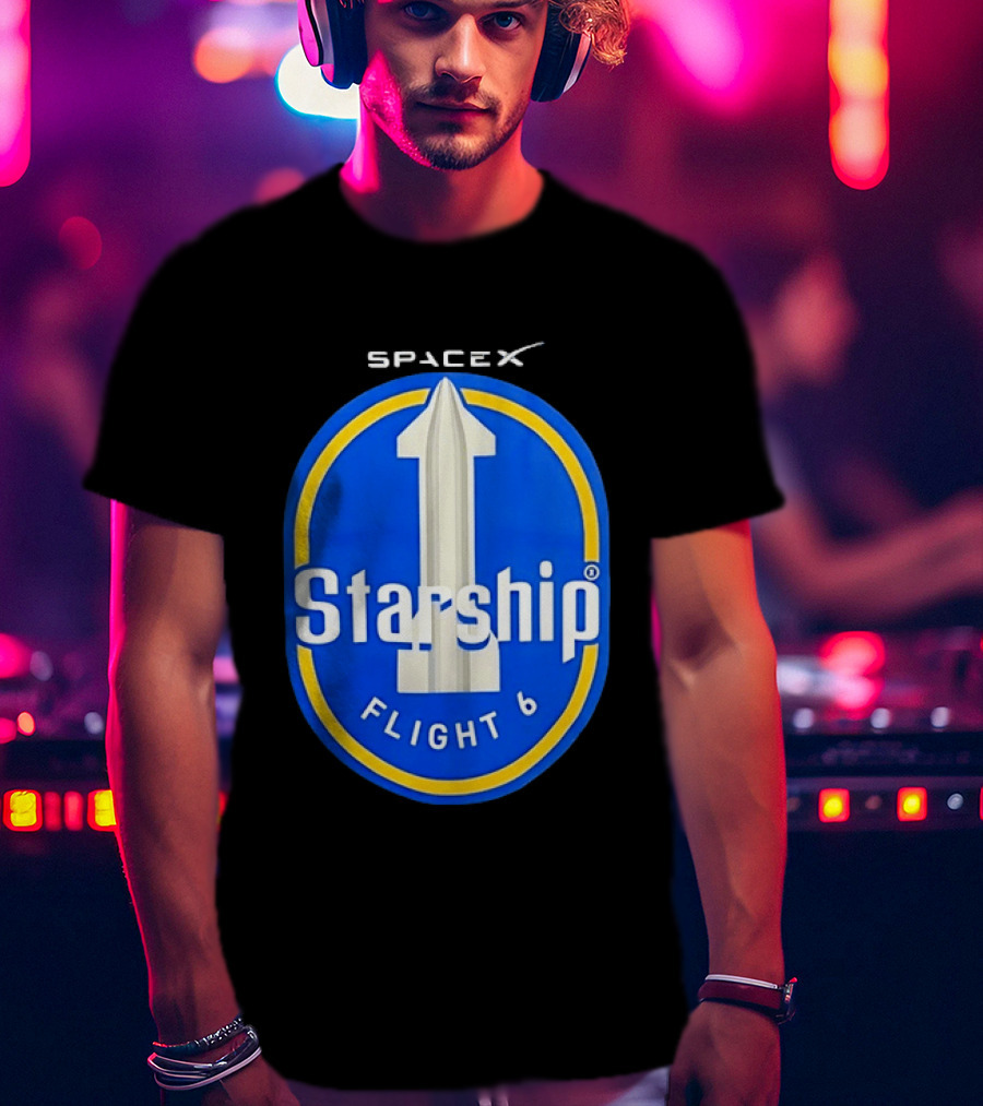 SpaceX Starship Flight 6 Mission Patch Emblem Space Exploration T-Shirt