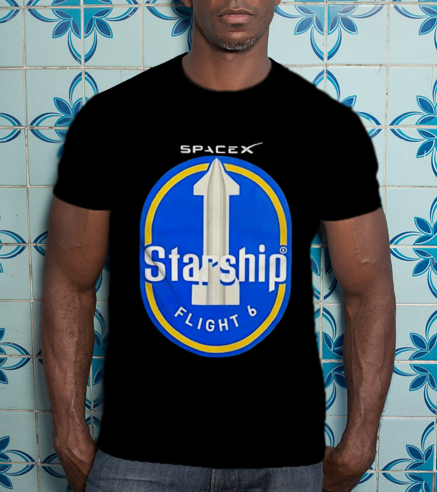 SpaceX Starship Flight 6 Mission Patch Emblem Space Exploration T-Shirt
