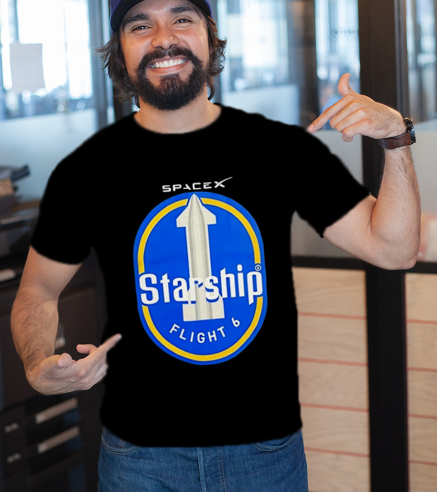 SpaceX Starship Flight 6 Mission Patch Emblem Space Exploration T-Shirt