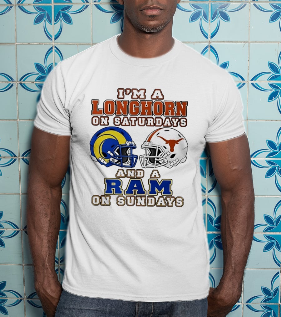 I'm A Longhorn On Saturdays And A Ram On Sundays Two Helmet 2026 T-Shirt