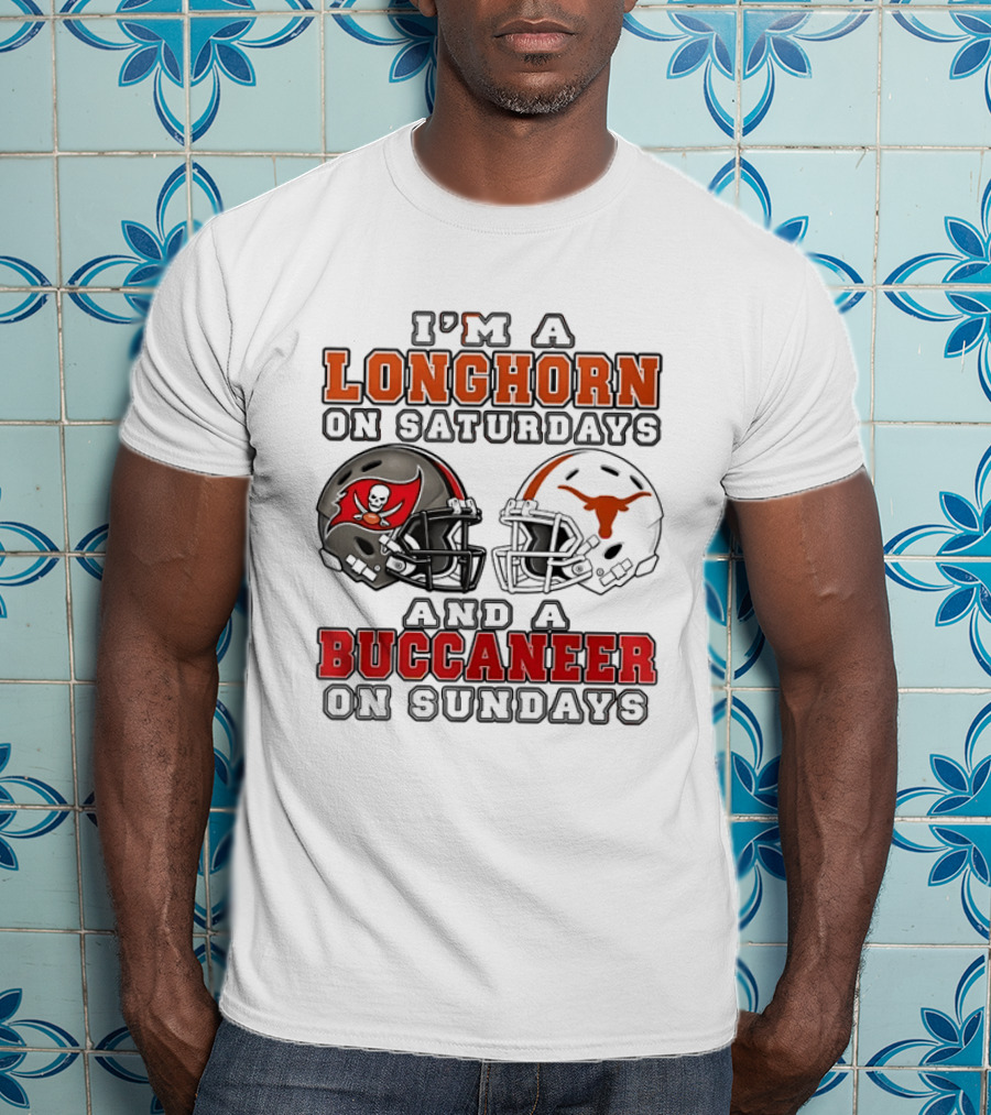 I'm A Longhorn On Saturdays And A Buccaneer On Sundays Two Helmet 2026 T-Shirt