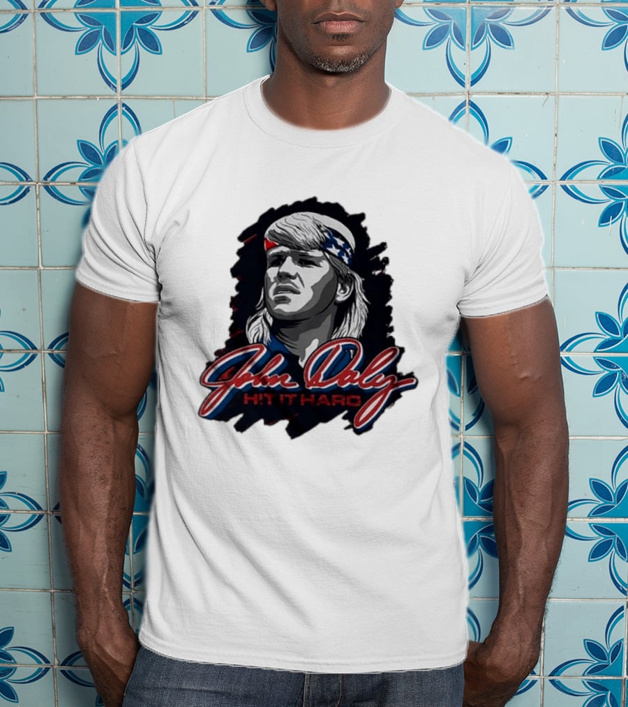 John Daly Hit It Hard Man American Flag Bandana T-Shirt