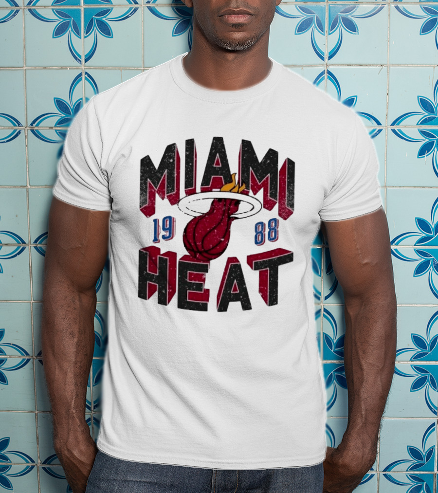 Miami Heat 1988 Flaming Basketball NBA Peace Collective T-Shirt