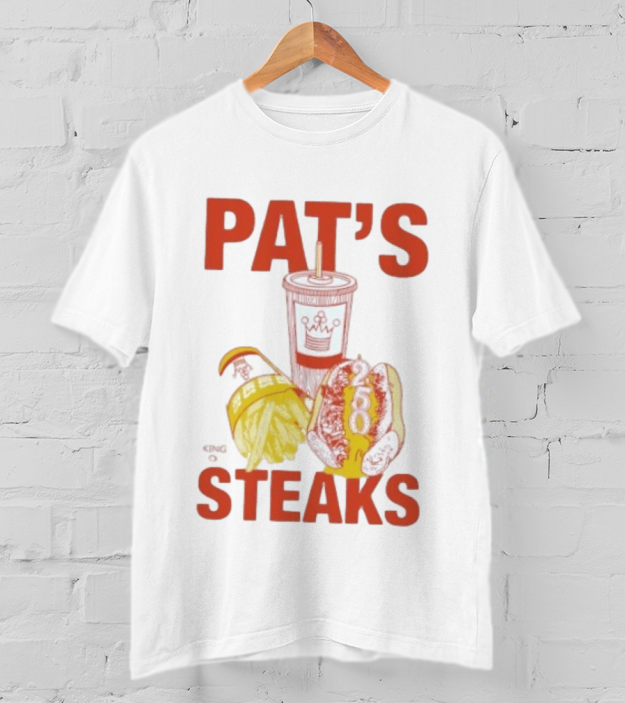 Pat's King Of Steaks 250 Cheesesteak Philadelphia Iconic Sandwich And Drink T-Shirt