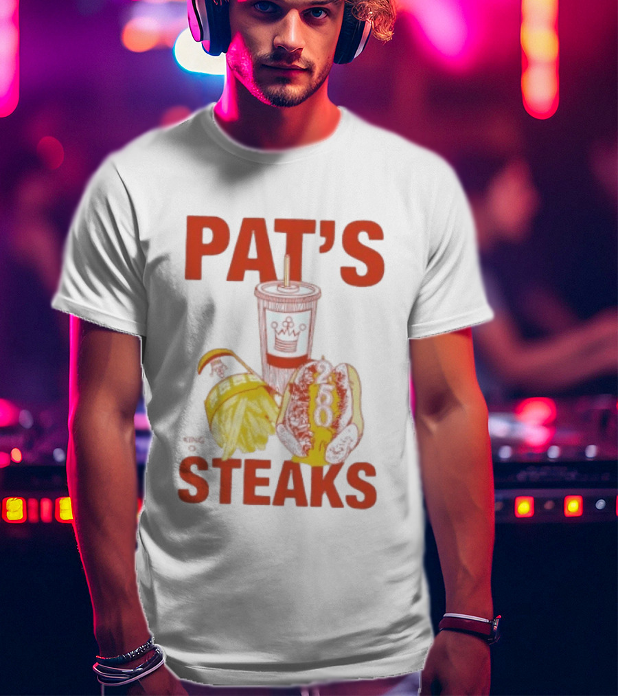 Pat's King Of Steaks 250 Cheesesteak Philadelphia Iconic Sandwich And Drink T-Shirt