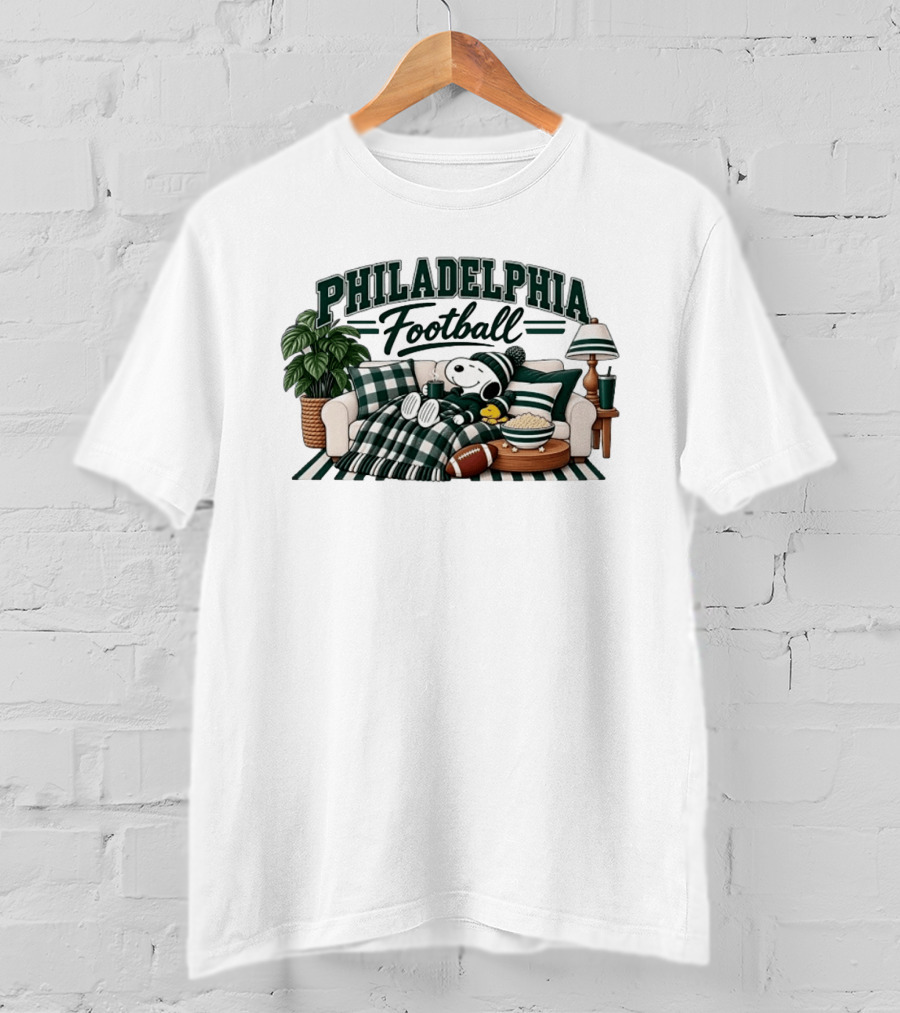 Philadelphia Eagles Football Snoopy Woodstock Cozy Couch T-Shirt