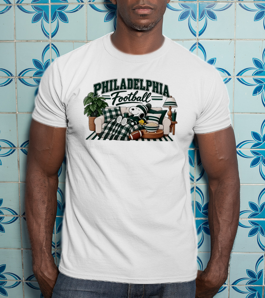 Philadelphia Eagles Football Snoopy Woodstock Cozy Couch T-Shirt