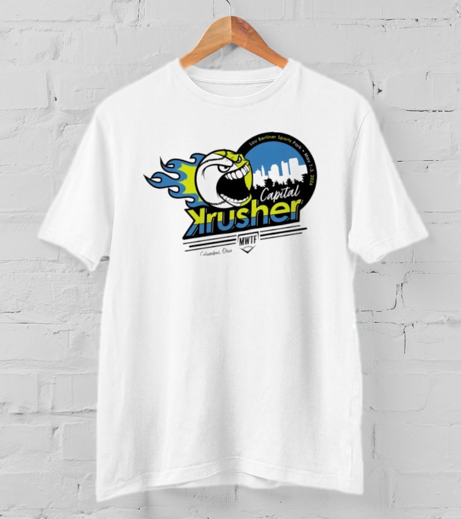 Berliner Sports Capital Krusher Softball 2014 Event Krusher Character With Flames T-Shirt
