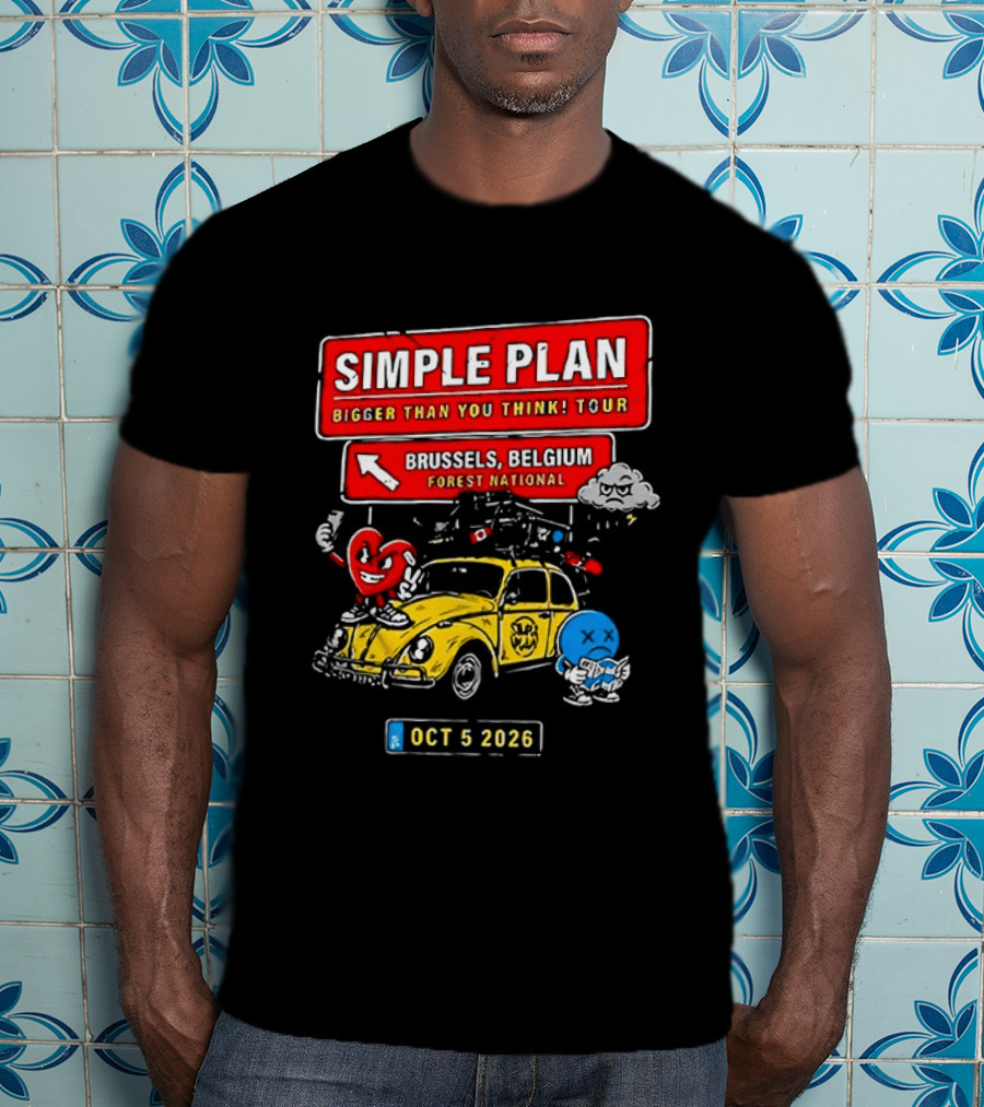 Simple Plan Bigger Than You Think Tour Brussels Belgium Forest National Oct 5 2026 T-Shirt