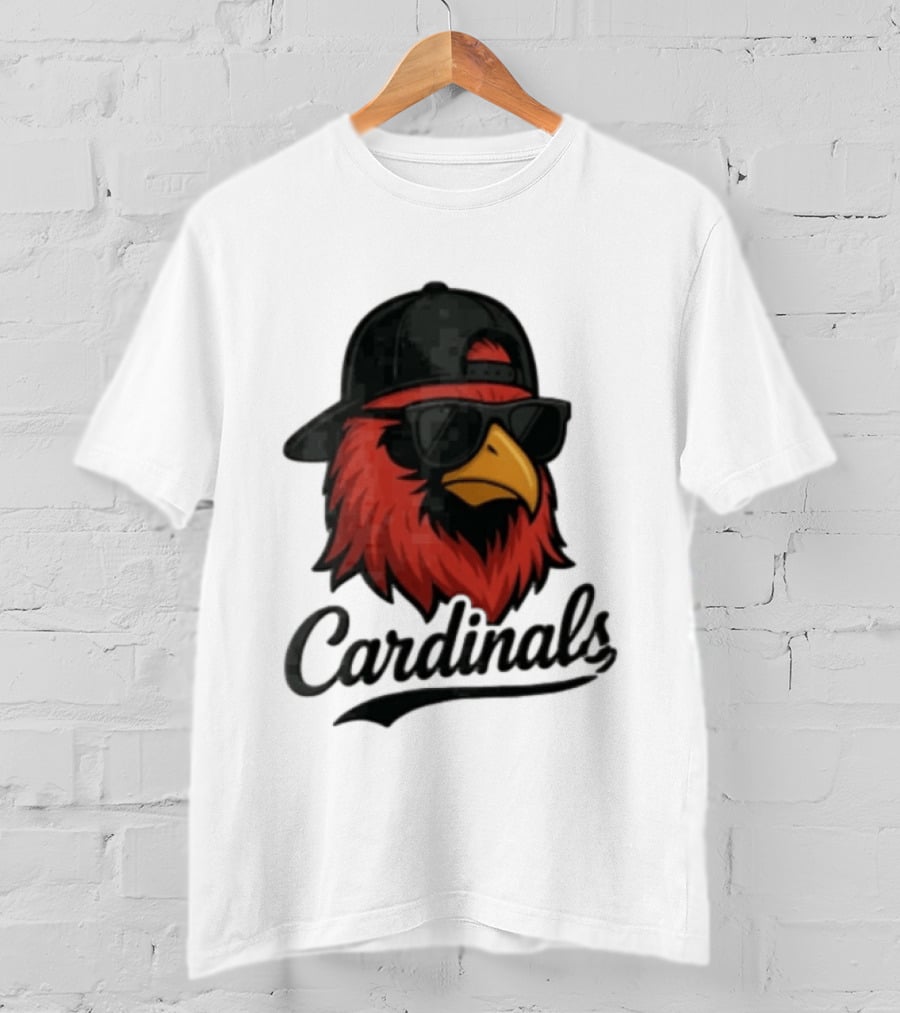 Cardinals Red Bird With Sunglasses And Cap T-Shirt