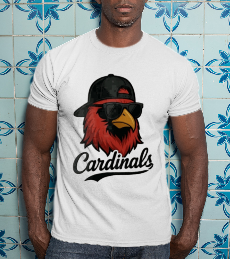 Cardinals Red Bird With Sunglasses And Cap T-Shirt