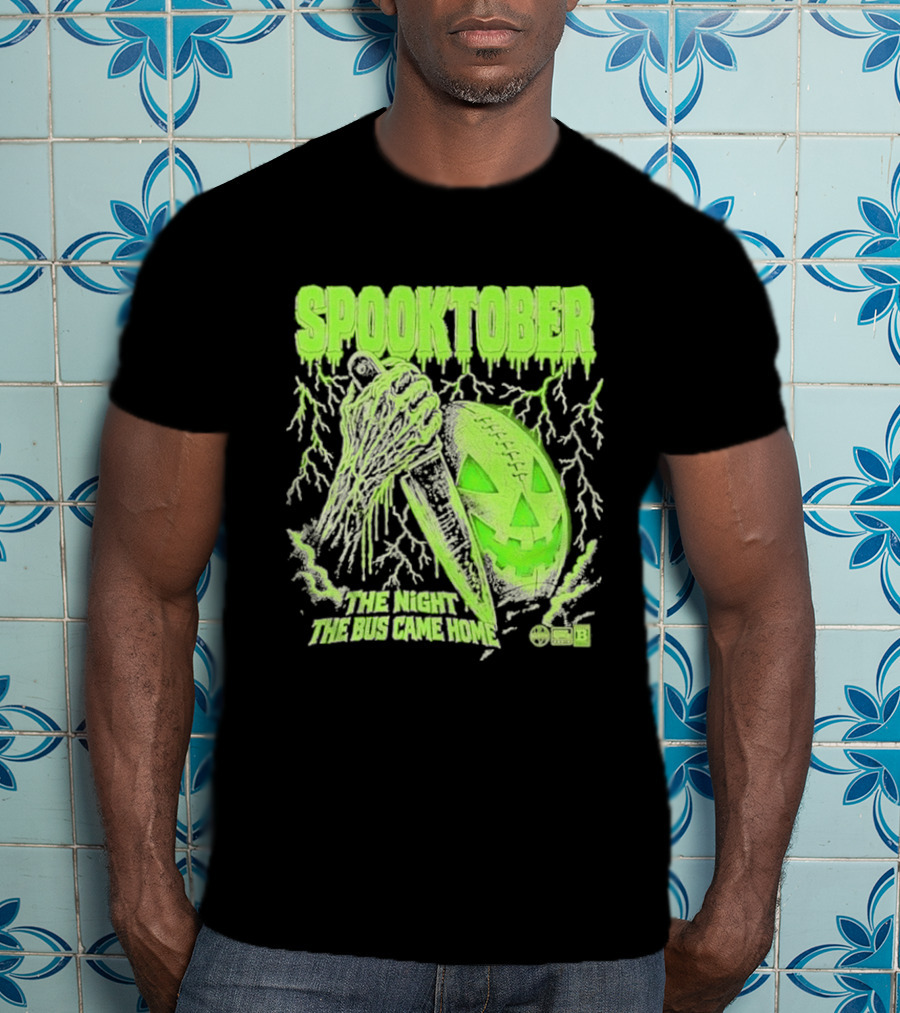 Spooktober The Night The Bus Came Home Halloween Knife Pumpkin Forest T-Shirt