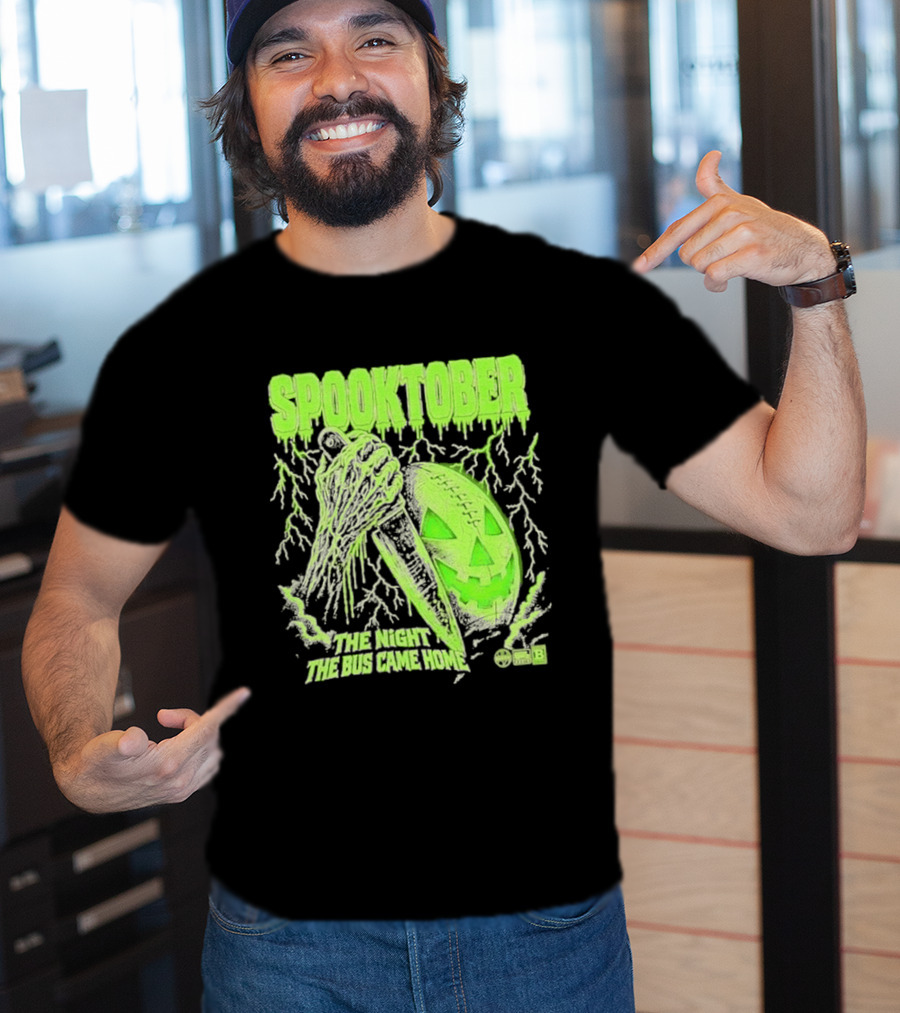 Spooktober The Night The Bus Came Home Halloween Knife Pumpkin Forest T-Shirt