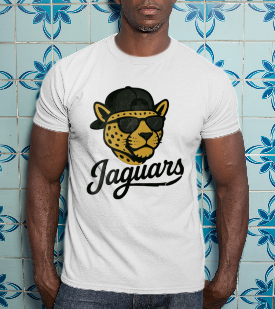 Jacksonville Jaguars Cool Jaguar With Cap And Sunglasses T-Shirt