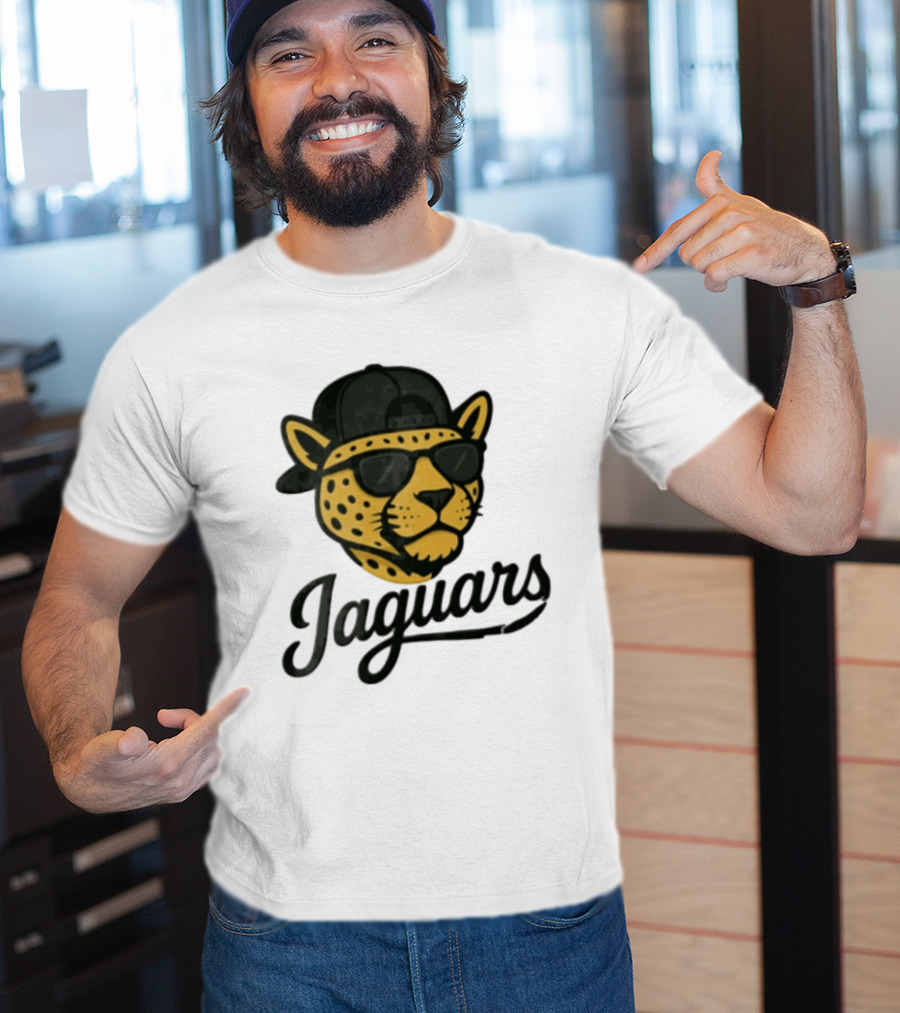 Jacksonville Jaguars Cool Jaguar With Cap And Sunglasses T-Shirt