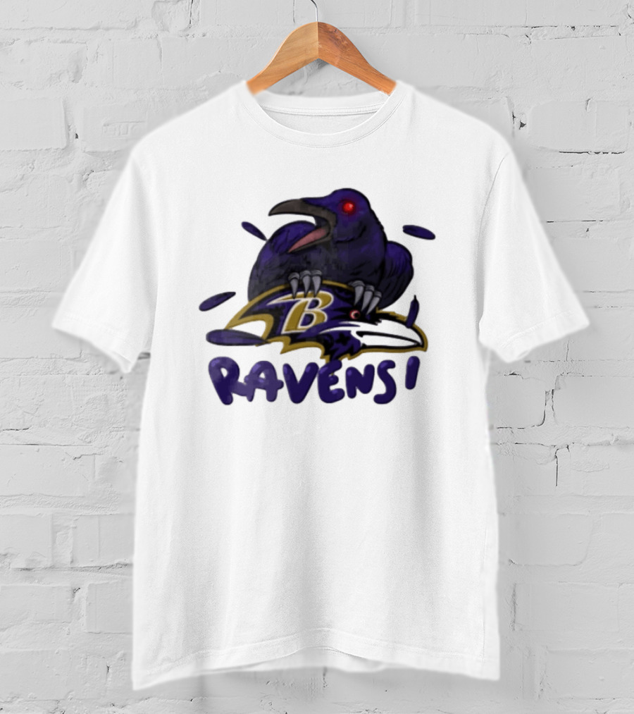 Baltimore Ravens Raven Bird Perched On Iconic Logo Ravens T-Shirt