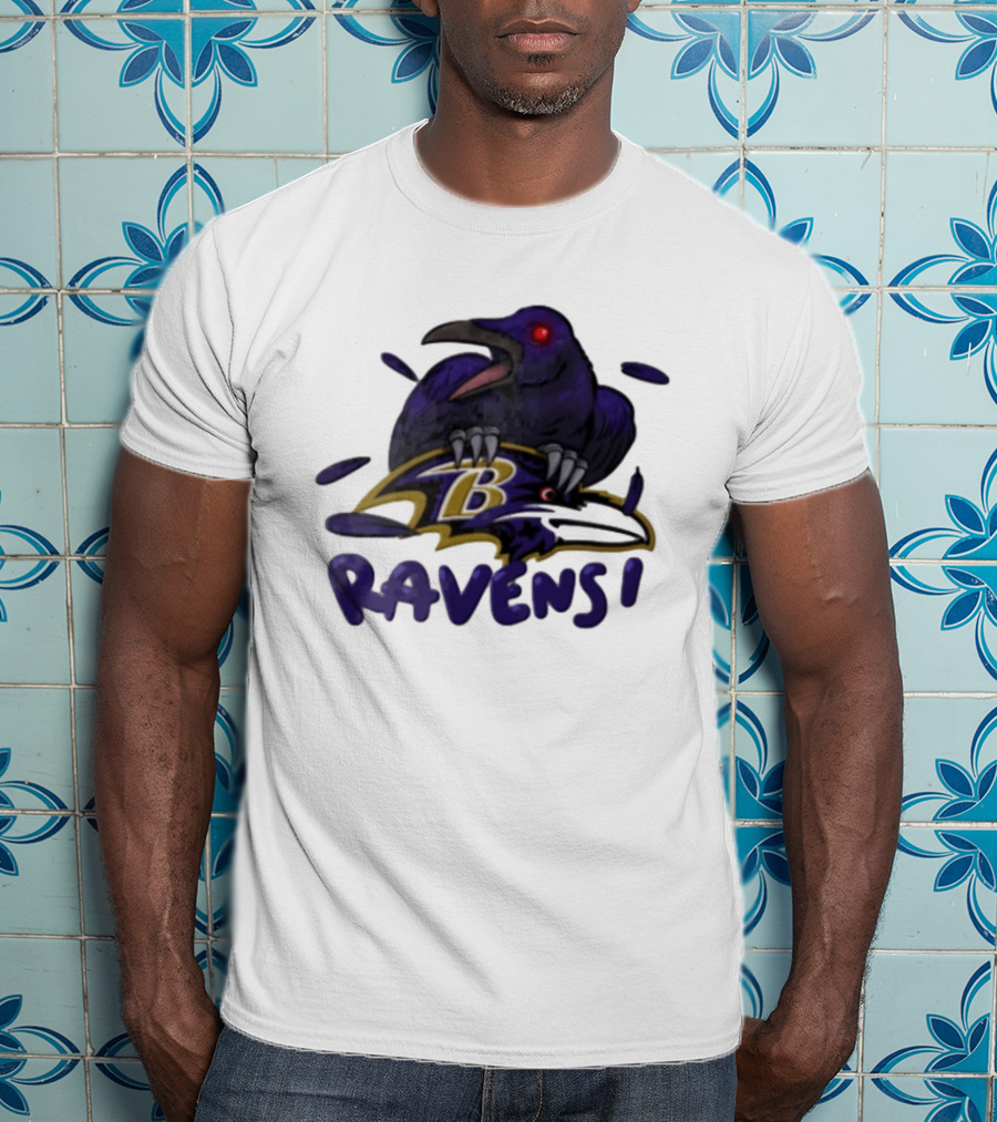 Baltimore Ravens Raven Bird Perched On Iconic Logo Ravens T-Shirt
