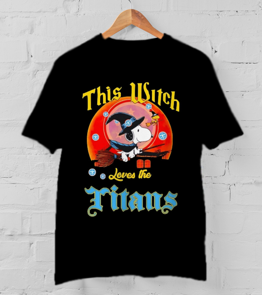 This Witch Snoopy Halloween Loves The Titans T-Shirt