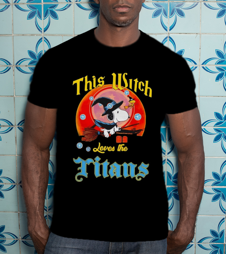 This Witch Snoopy Halloween Loves The Titans T-Shirt