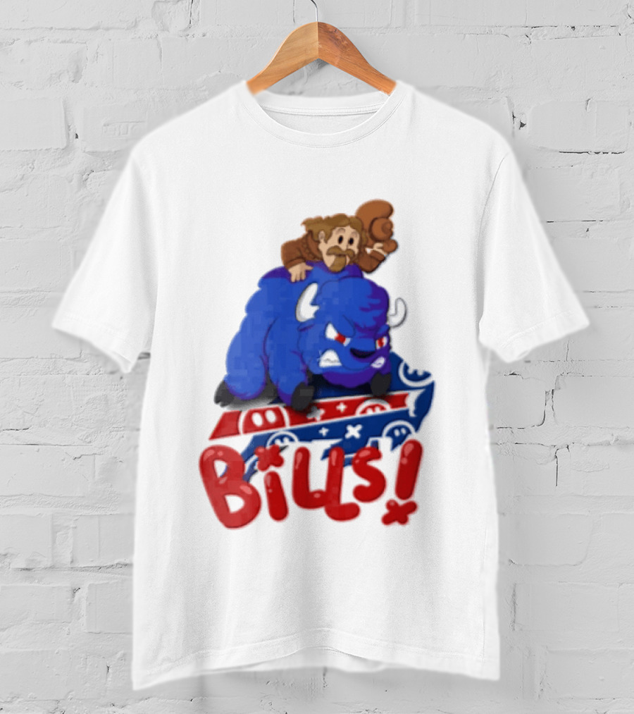 Buffalo Bills Cowboy Riding Angry Blue Bills T-Shirt