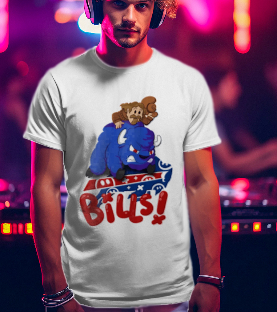 Buffalo Bills Cowboy Riding Angry Blue Bills T-Shirt