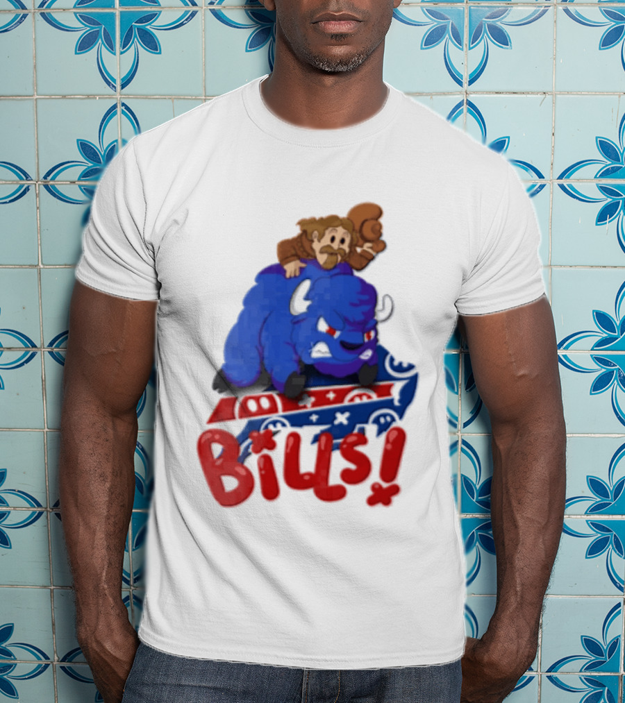Buffalo Bills Cowboy Riding Angry Blue Bills T-Shirt
