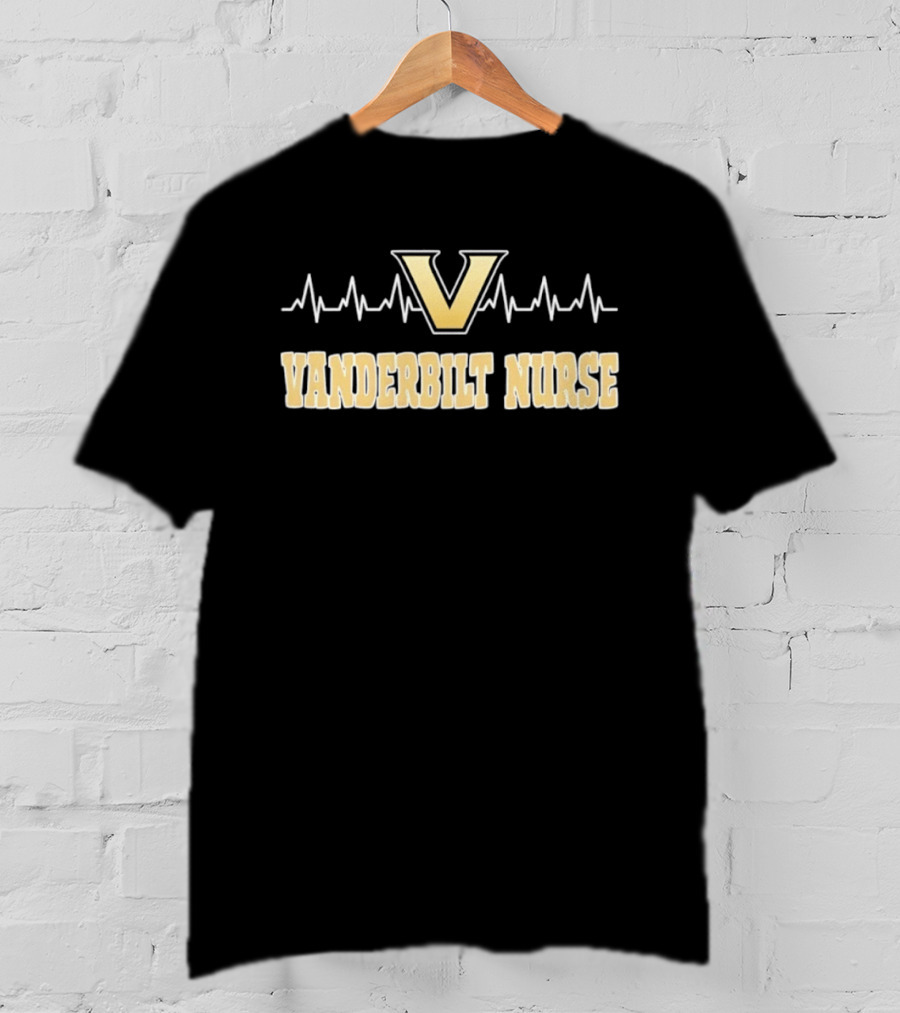 Vanderbilt Nurse Heartbeat Emblem With Gold V T-Shirt