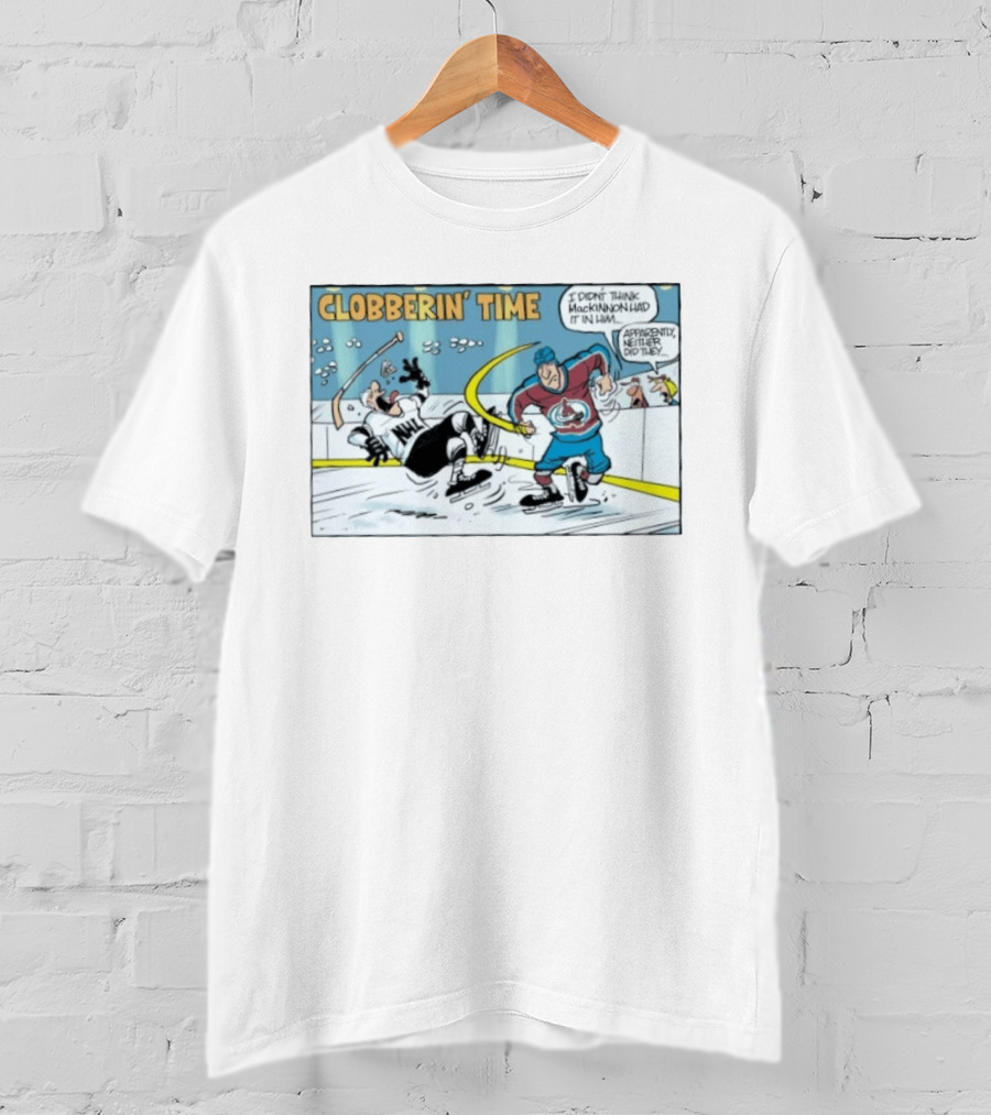 Clobberin Time Nathan MacKinnon Colorado Avalanche Cartoon T-Shirt
