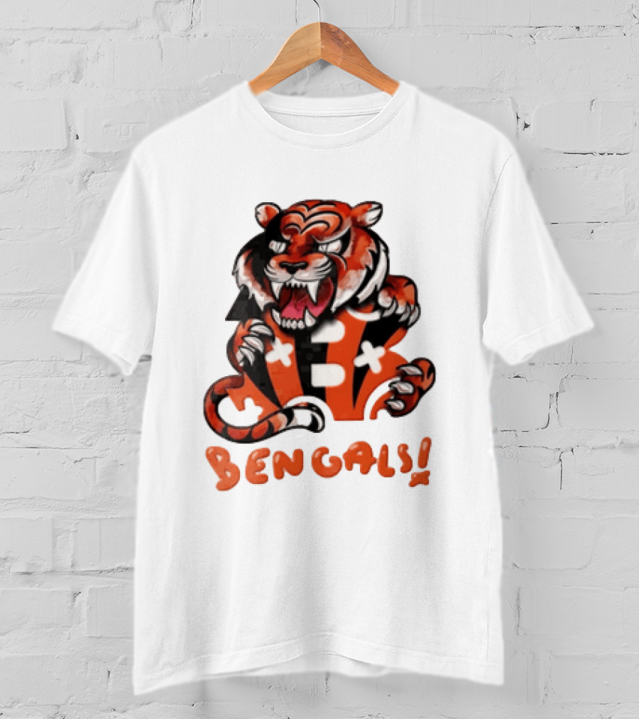 Cincinnati Bengals Snarling Tiger Over Bold B T-Shirt
