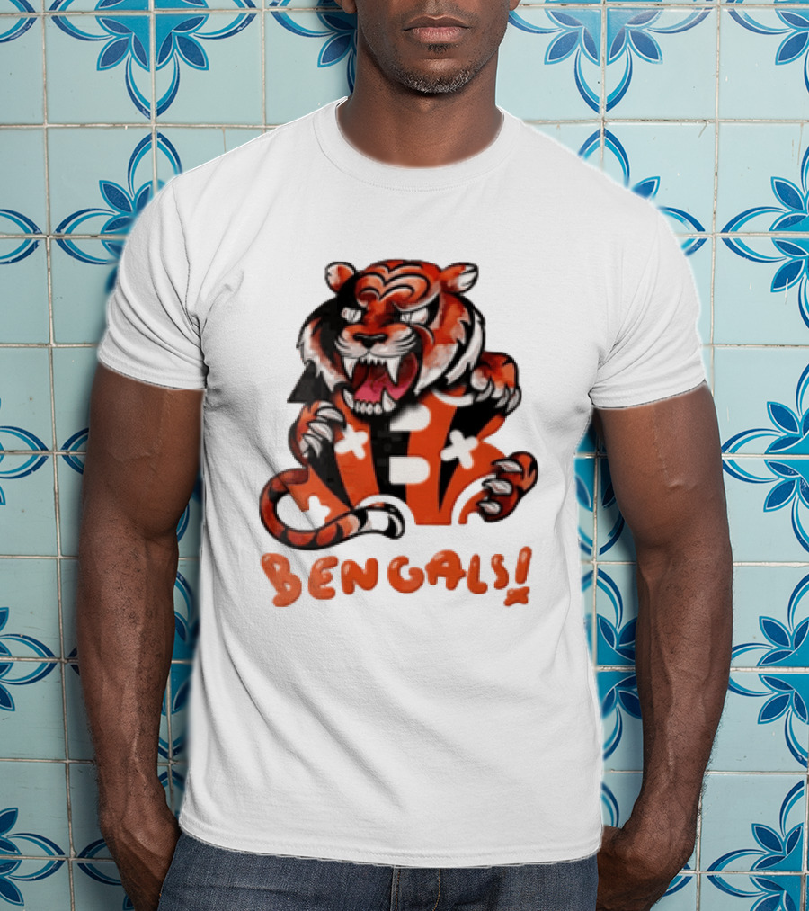 Cincinnati Bengals Snarling Tiger Over Bold B T-Shirt