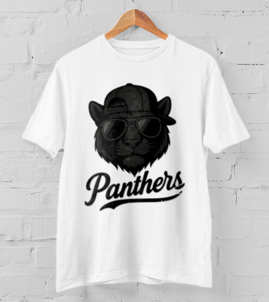 Panthers Cool Cat In Sunglasses And Baseball Cap T-Shirt