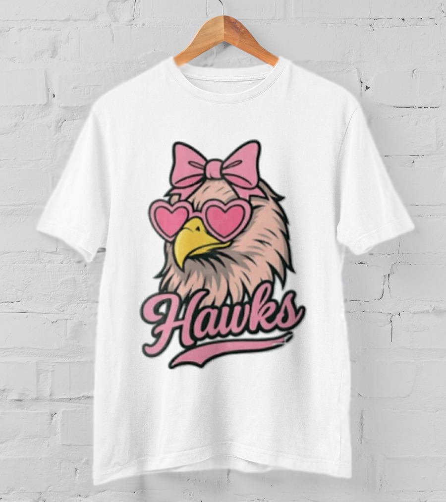 Hawks Eagle Pink Bow Heart Glasses T-Shirt