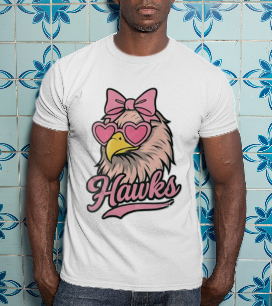 Hawks Eagle Pink Bow Heart Glasses T-Shirt
