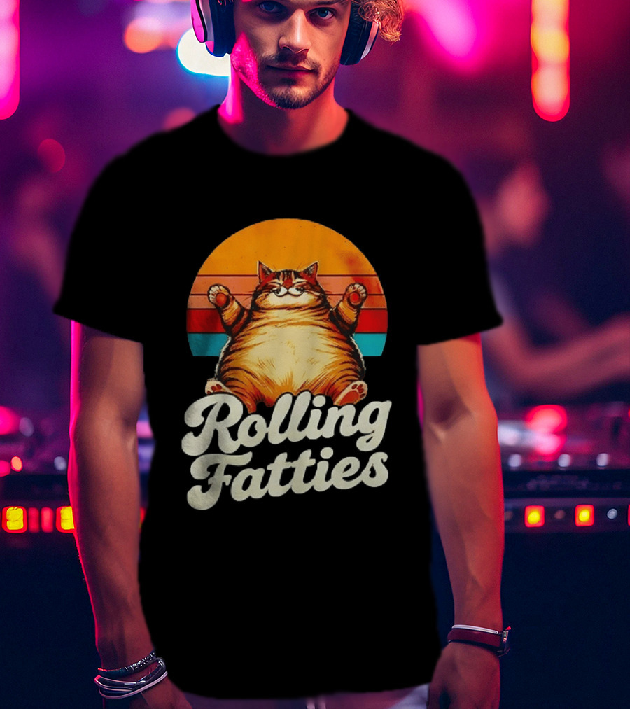 Rolling Fatties Vintage Sunset Cat T-Shirt