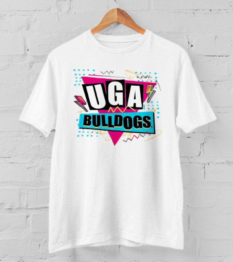 UGA Bulldogs Pink Triangle Lightning Bolts Scribbles T-Shirt