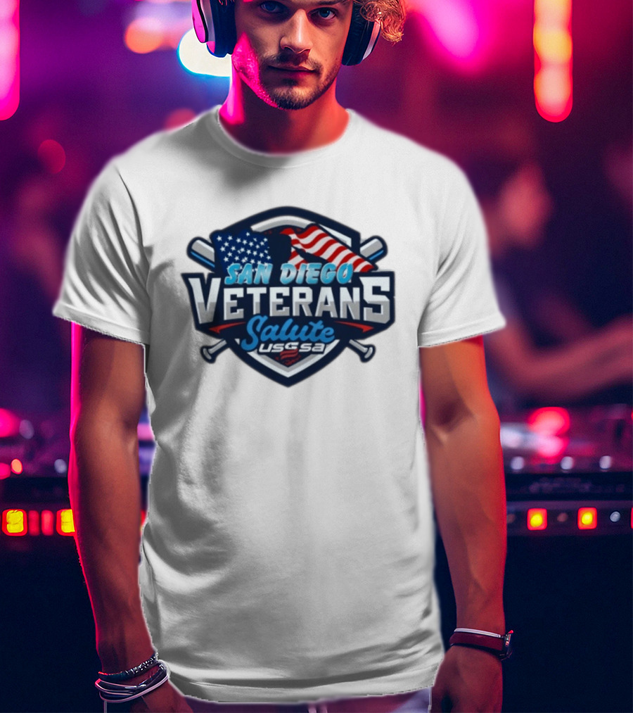 San Diego Veterans Salute USSSA Baseball Event American Flag T-Shirt